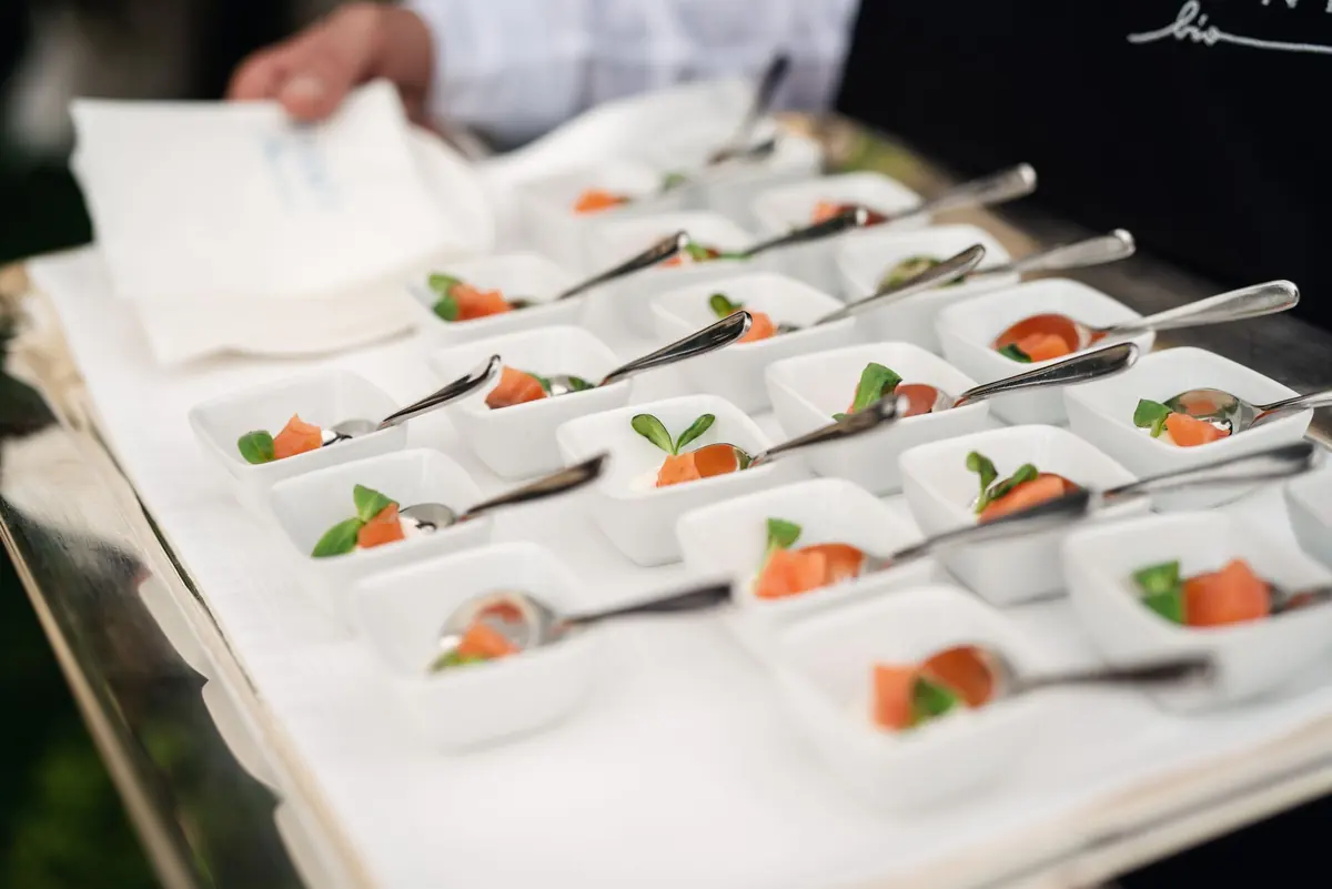A tray of canapés at the aperitivo