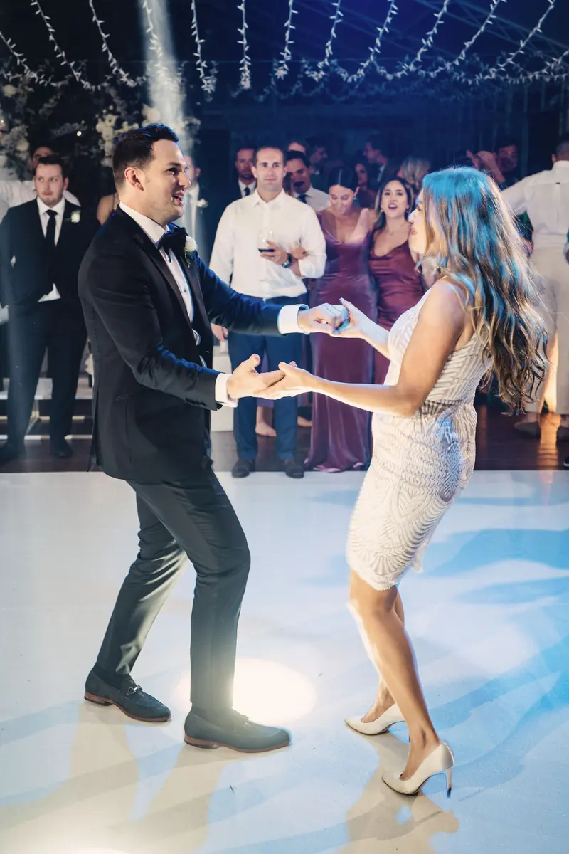 Drew spinning Sara during their first dance